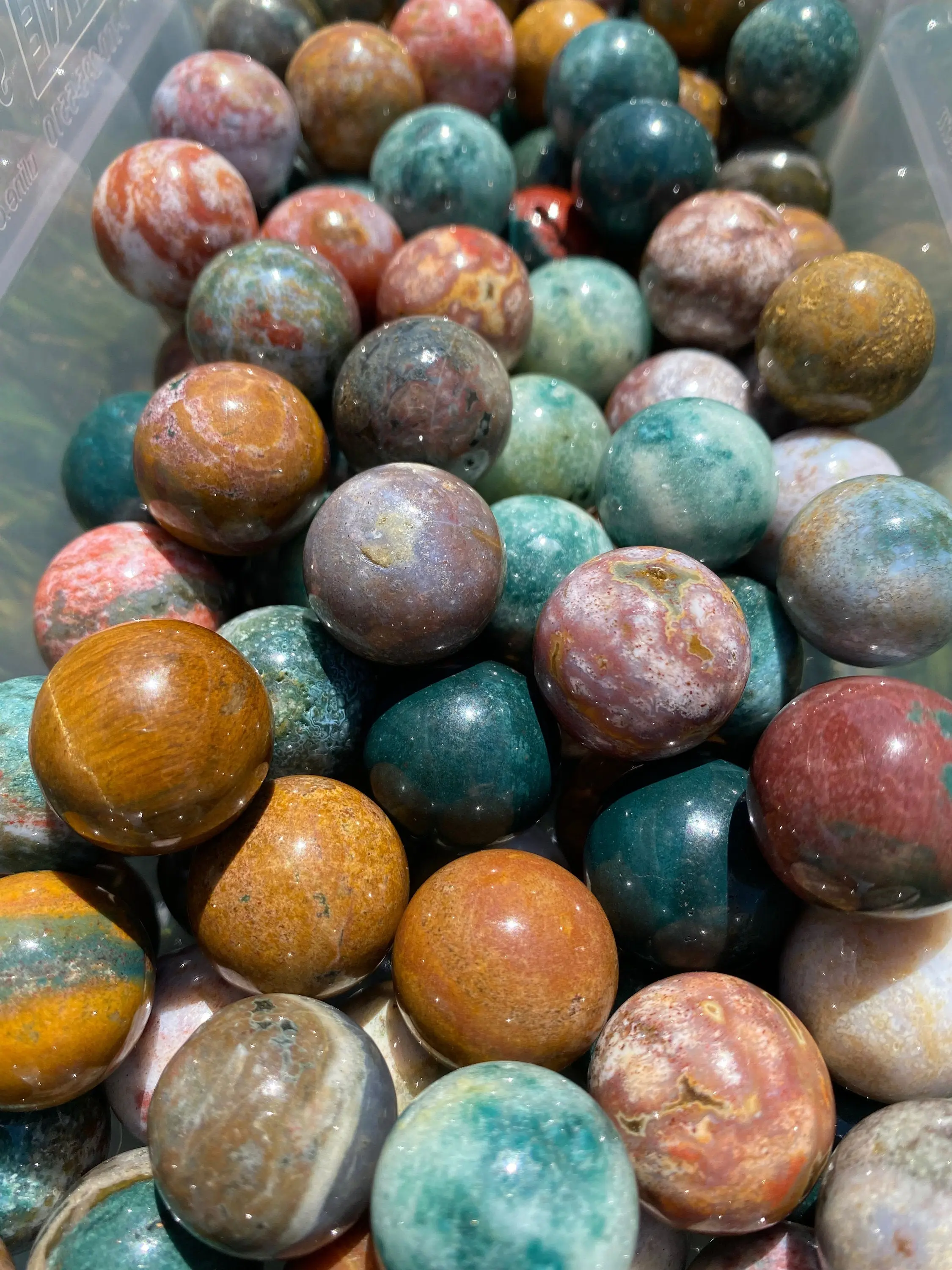 New Moon Beginnings Ocean Jasper Sphere - Polished Stone, Assorted Colors, Round Shape