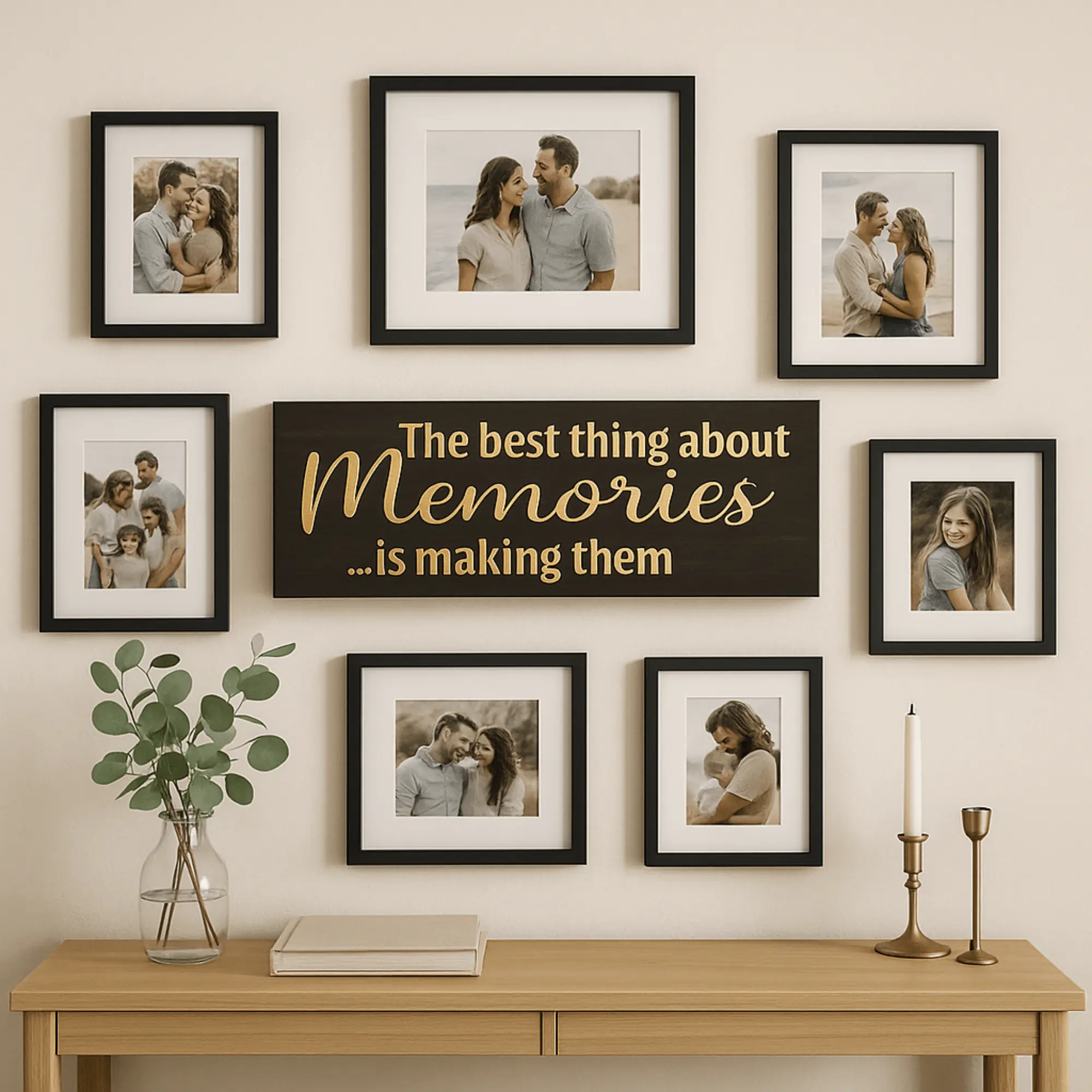 Rustic Carved Wooden Sign, Home Decor for Room - "The Best Thing About Memories Is Making Them" Plaque, Photo-Worthy Gift for Home Supplies, Farmhouse