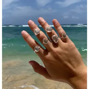 White Sea Glass Ring (Handmade)