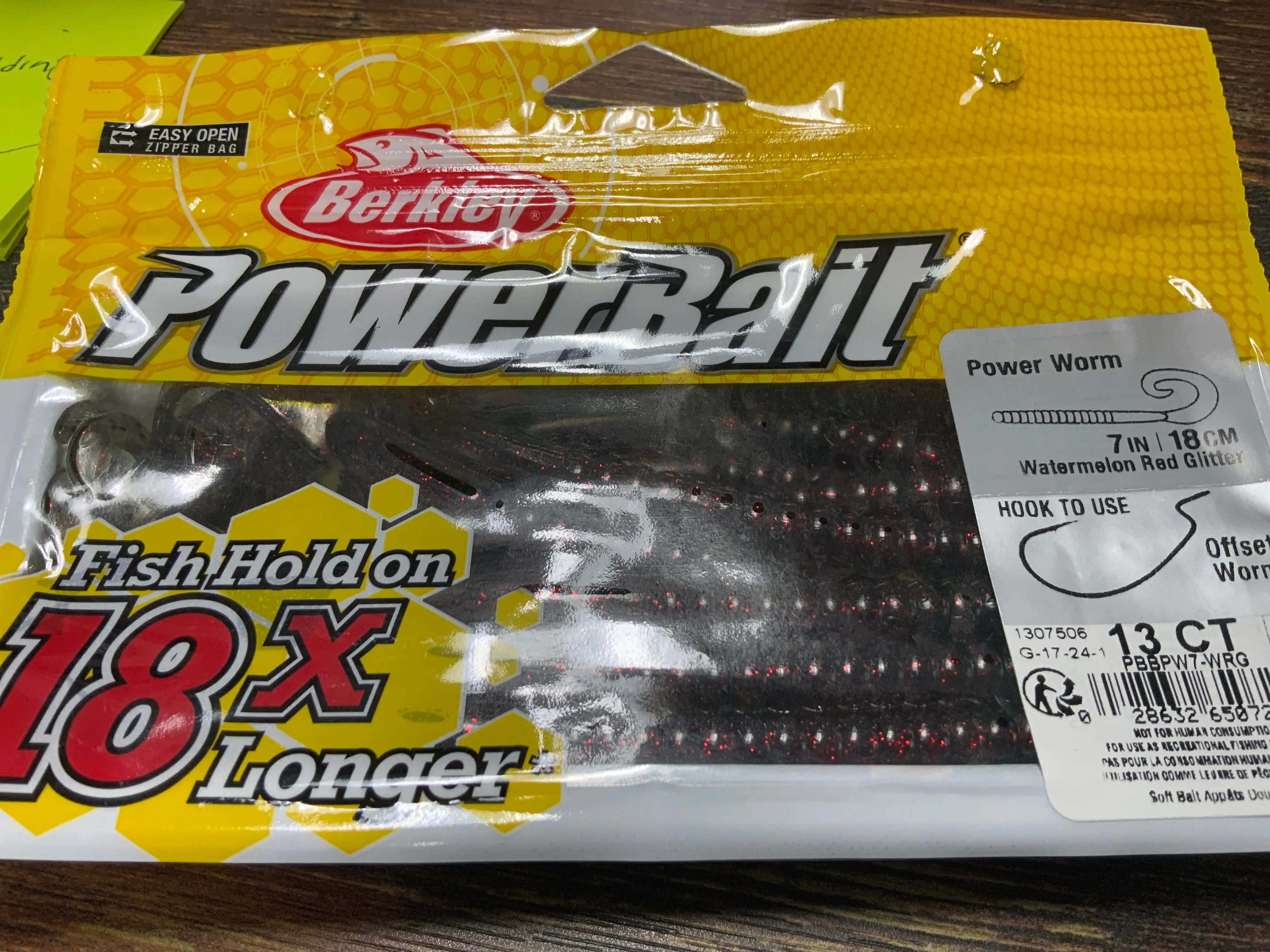 Berkley Power Worm 7” Watermelon Red Glitter