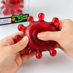 Virus Squeeze Ball Stress Relief Toy, Super Solid Squish Fidget Toy for Kids Adults, Soft Silicone Anxiety Relief Squishy Ball, Sensory Fidget Toy for ADHD OCD, Fun Office Desk Stress Toy, Anti-Stress Squeeze Toy for Party Favors, Gift