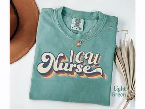 ICU Nurse Shirt, ICU Nursing Shirt Intensive Care Nurse Shirts, Gift for ICU Nurse Tshirt, Women Men Crewneck Checkered Comfort Colors Tee