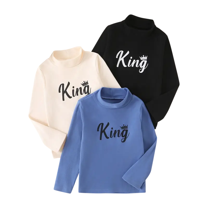 3-piece boy spring and autumn leisure solid color Joker shirt children long sleeve letter printing children's wear children's 3-12 years old casual wear Cozy Sweatshirt Graphic Printed Tee