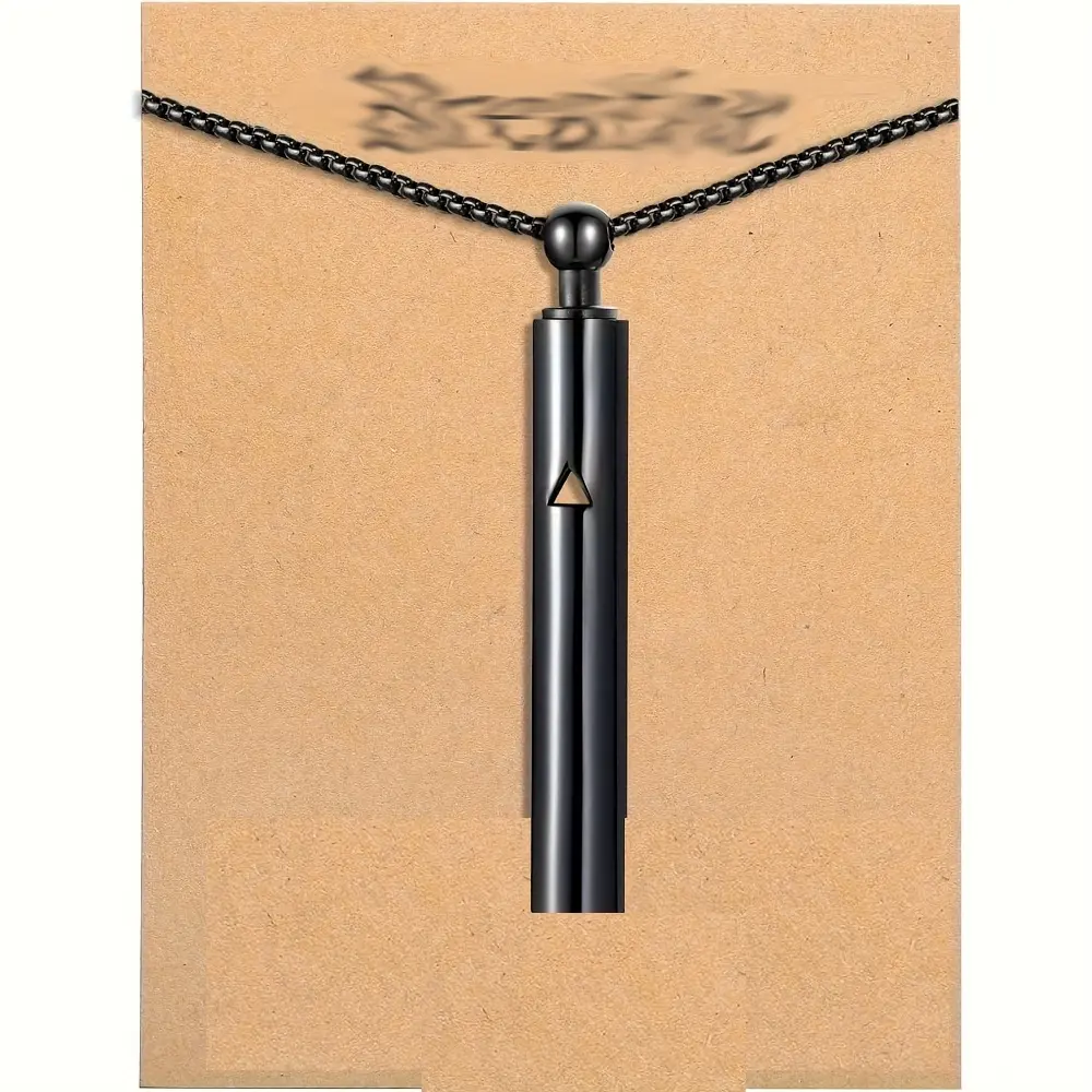 Mindfulness Breathing Necklace, Modern Stainless Steel Link Pendant for Stress Relief, Unisex Soothing Relaxation Aid and Fashion Jewelry, Breath Whistle, Metal Pendant, Unisex Wear, Jewelry Relaxation