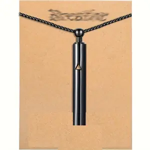 Whistle Relaxing Necklace Mindfulness Breathing Necklace Breathing Stainless Steel Pendant Natural
