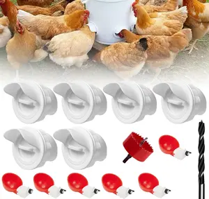 Chicken Water Cups 14 Pieces No Waste Automatic Poultry Feeder Ports Kit Gravity DIY Poultry Watering System Chicken Water Dispenser Bowl Chicken Coop Accessories for Hens Duck Goose