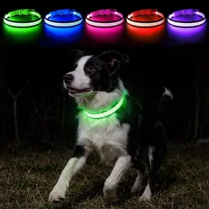 USB Rechargeable LED Dog Collar Lights, Adjustable Comfortable Soft Mesh, Safety Collar for Small Medium Large Dogs, Durable Stylish Design