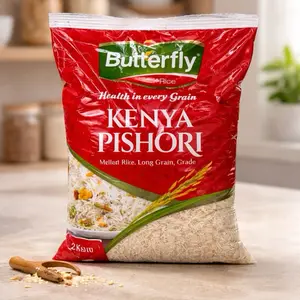 Butterfly Kenya Pishori Rice - Long Grain Mellet Rice 2kg Bag for Healthy Eating