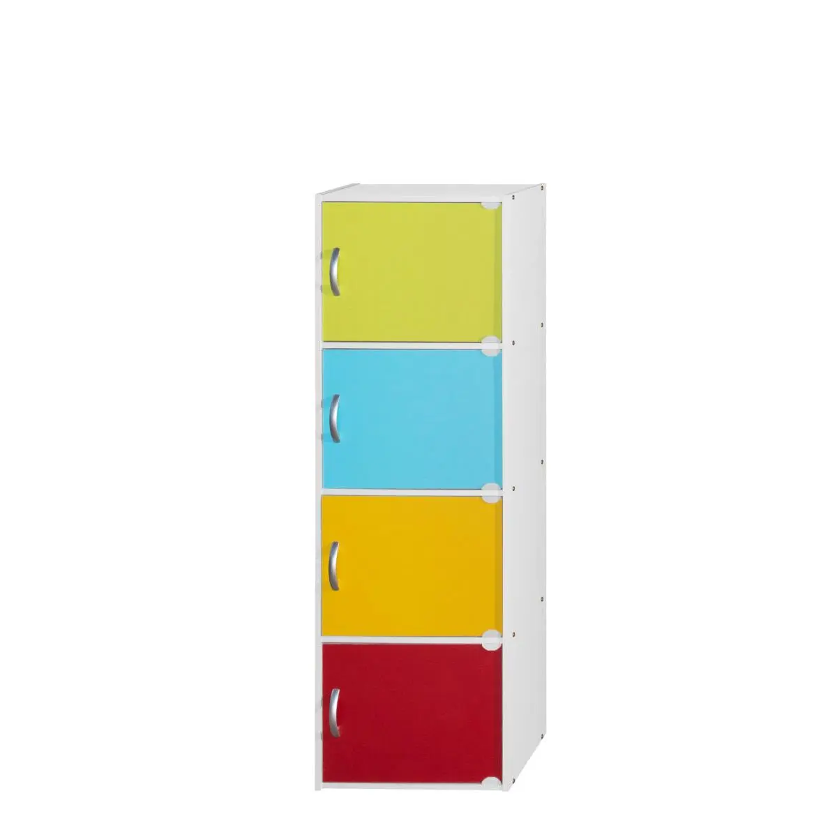 212 MAIN Modern Engineered Wood 4-Shelf Freestanding Bookcase - Contemporary Look, Multi-Door Storage, Stacking Space-Saving Design, 47.4"h x 11.75"w x 15.91"d Commercial Office Furniture for Kids Room, Cubby Closet