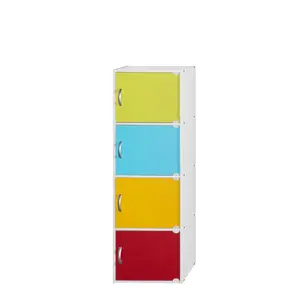 212 MAIN Contemporary Engineered Wood 4-Shelf Bookcase with Multi-Door Storage, Stacking Design, 47.4x11.75x15.91 in Commercial Office Furniture