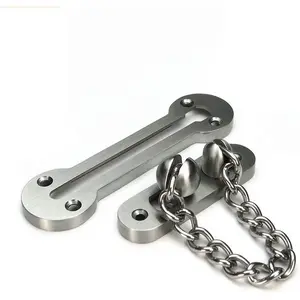 Extra-Thick Door Chain Lock- Sus304 Stainless Steel Casting Door  Chain Guard, Heavy Duty Latch Lock for Inside Door, Brushed Nickel Finish (Deluxe Extra-Thick:3 mm) (EK-07)
