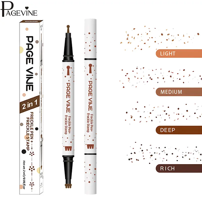 Freckle Pen with Stamp Head and Fine Tip, 3D Skin-Like Freckle Makeup Tool, Waterproof Long Lasting Rapid Film Technology, Natural Simulation Finish, Easy to Control for Beginners, Perfect for Daily Wear, Dates & Outdoor Activities.