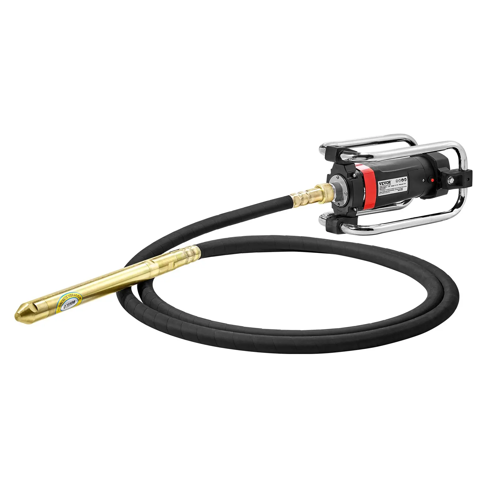 VEVOR Electric Concrete Vibrator, 1300W 16000 VPM, 2HP Copper Motor Handheld Concrete Vibrating Tool, Portable Pencil Cement Vibrator with Shaft of 14.75ft / 4.5m, Remove Air Bubble and Level Concret
