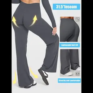 Women’s 31.5″ inseam loose casual straight leggings — no front seam, high-waisted buttery gym yoga pants; women’s high-waist stretch soft straight-leg bottoms