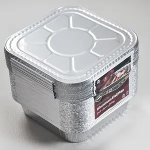 30 Count Reinforced 8x8 Food Grade Foil Containers with Lids, Extra Thick Leakproof Trays for Home Cooking, Outdoor Barbecue and Catering Use Cookware Disposable Disposable