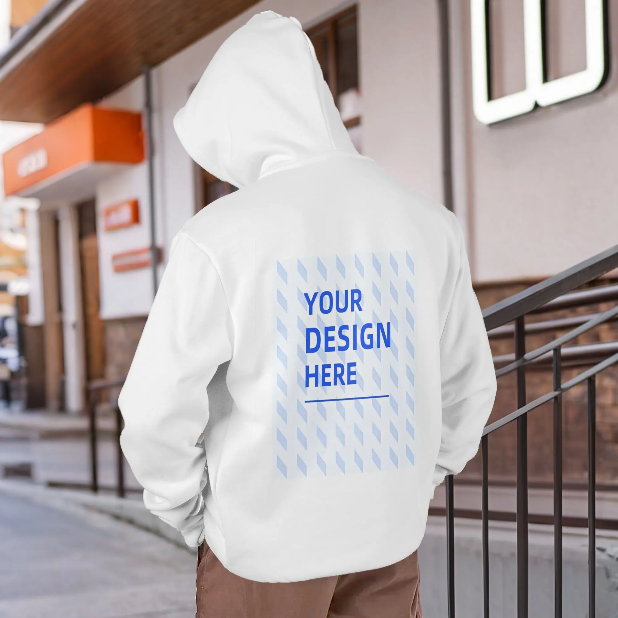 Men's Casual Fleece Hoodie with Custom Back Print, Comfortable Pocketed Pullover Sweatshirt, Available Sizes S, M, L