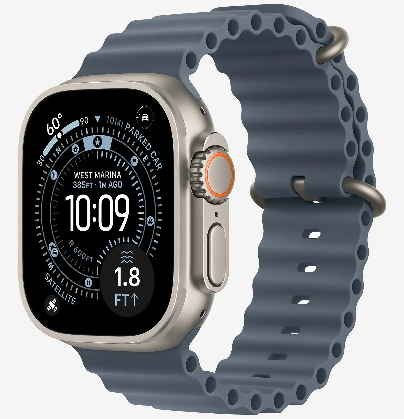 Refurbished Apple Watch Ultra 49mm Titanium (GPS + Cellular) Blue Ocean Band - Excellent