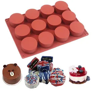 Silicone Cake Baking Mold, Silicone Cake Pan, 1 Count 12-cavity Round Cylinder Cake Mold, Non-stick Baking Mold for Chocolate Cake, Handmade Soap Candle Mold