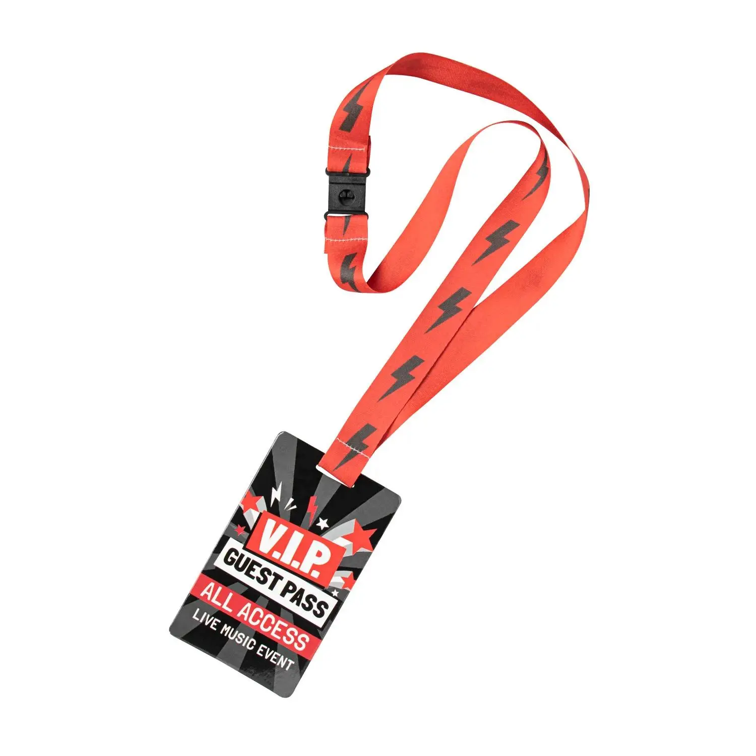 Rock Star VIP Breakaway Lanyards - 6 Pc. Polyester Multicolor Lanyards for All Ages, Fun Event Access, Birthday Party Use