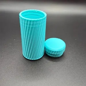 3D Printed by Me 1/2 oz Modern Round Turquoise Lightweight Plastic Canister Jar - Home Countertop Organizer Storage Container