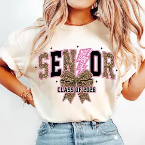 Leopard Lightning Bolt Graduation Coquette Class Of 2026 Hoodie - Sweatshirt - Hoodie, Preppy Girly Senior Bow Shirt, Gift Graduation, Gift Preppy Senior