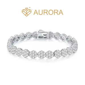 【#203 Cluster Bracelet】Moissanite Bracelet with 925 Sterling Silver women high quality  Birthday Party Gift Bracelet Synthetic Moissanite