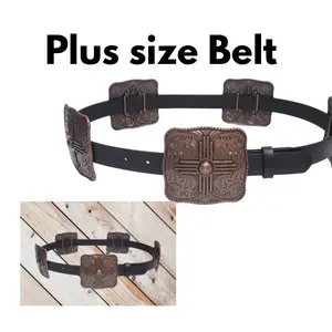 Women's Genuine Leather Plus Size Belt 1XL 2XL with Embossed Buckle Adjustable Straps for Western Style Comfort