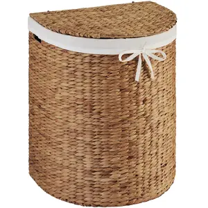 Best Choice Products Half Moon Laundry Hamper w/ Lid, Half Round Laundry Basket, w/ Removable Liner & Handles