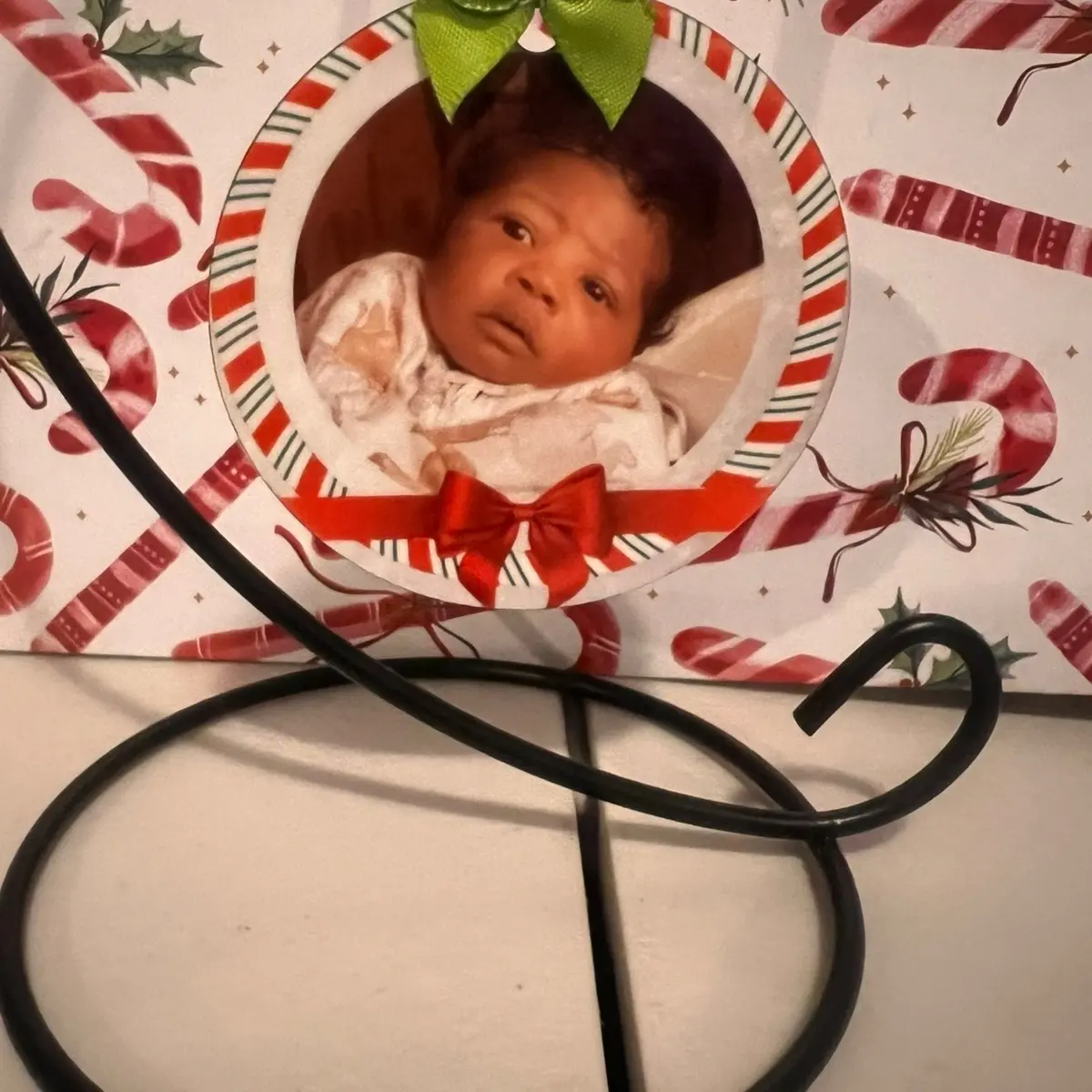 Baby's First Christmas Ornament with Picture and Birth Stats - Personalized Gift for Newborn
