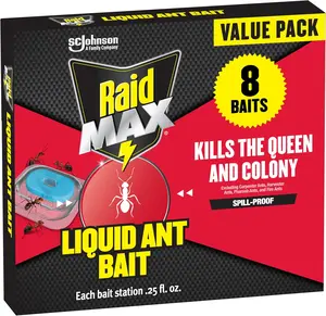 MAX Liquid Ant Bait Traps - Indoor & Outdoor Pest Control, Insect Repellent That Kills Ants at Breeding Sites - 8 Count