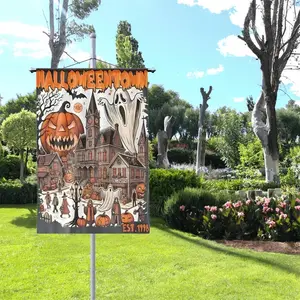 Halloween town Garden Flag Decor - Halloween Flag For Yard - Spooky Halloween Garden Flag and House Banner - Home Garden Decor - Est 1998 Flag
