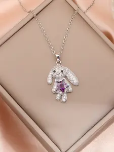 Cute necklace for women, fully encrusted rabbit, niche design, creative, elegant, simple, fashionable, versatile collarbone chain jewelry