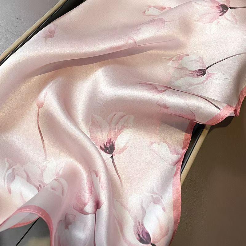 Women’s silk scarf, headscarf, handkerchief, faux silk scarf, silk scarf, pink handkerchief/scarf, women’s neck wrap. Headscarf for sleeping, elegant decoration
