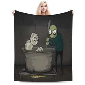 Salad Fingers themed printed flannel blanket, suitable for all seasons, a must-have for home travel and camping, perfect gift