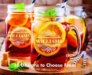 Personalized Custom Wedding Mason Jar Glass with handle , Personalized 2 pc Set Mason Jar Drinking Glass Gift, Mason Jar gift, Custom Mason