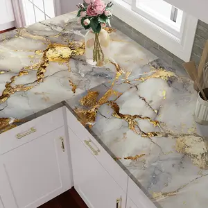 Marble Pattern Self-Adhesive Wallpaper Roll, Waterproof Kitchen Oil Stain Patch, Easy Peel-And-Stick Home Decor for Bathroom and Kitchen