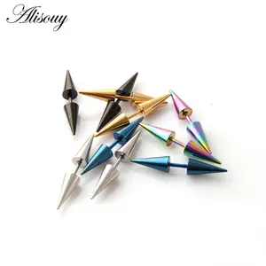 2PCs Classic Fashion Punk Rock Rivet Spike Tip Cone 316L Stainless Steel Women Men ear Stud Earrings Piercing Body Jewelry