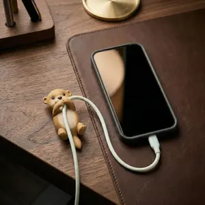 Otter Desk Cable Holder - 2 in Tall Stick-On Eco-Plastic Cable Clip, Cord Organizer for USB-C/Lightning Charger Wires, Multiple Styles