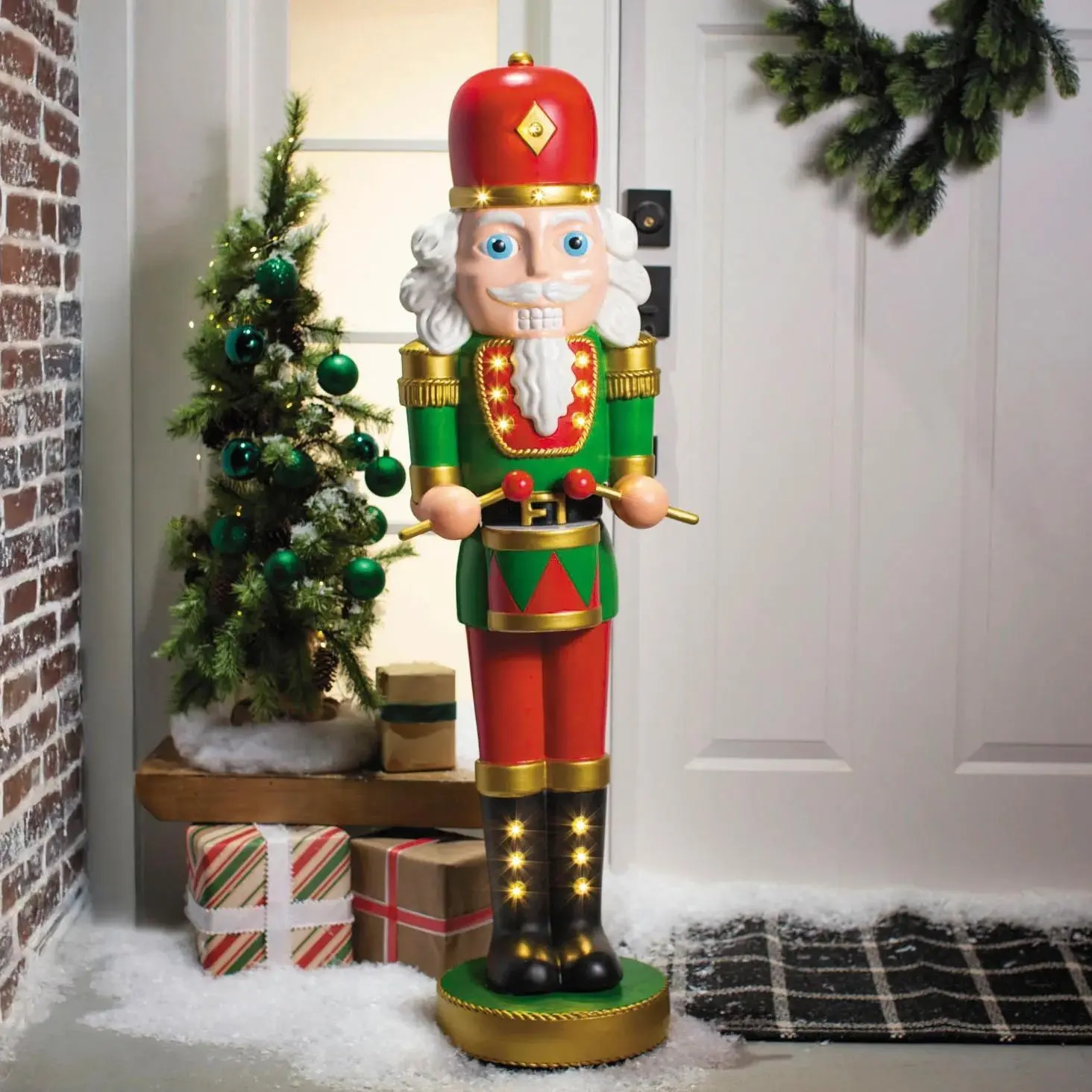 4FT Light-Up Nutcracker with Drumsticks, Christmas Holiday Decoration