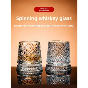 360 Degree Rotating Whiskey Glass Spinning  Wine Glass with Stress Relief Function 3.94x3.46 in cm Dazzling Light and Shadow for Birthdays Holidays Father's Day stick-on heavy duty bed sheet holder multifunctional kitchen gadget juice fitness equipment