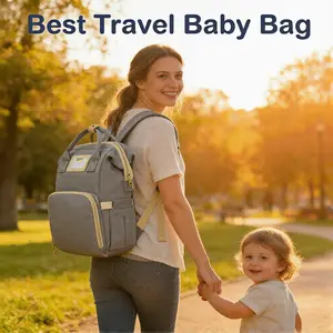 Waterproof Diaper Bag Backpack Unisex, Large Capacity Baby Bag with 3 Insulated Pockets, Stroller Clips & Back Zipper Design, Diaper Tote Bag for Baby Girls Boys with Changing Station