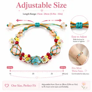 Handmade Bohemian Fashionable Adjustable Friendship Bracelet - Rope Bracelet with Non-Natural Crystal and Stone Beads, Colorful Pastel Jewelry for Music Festivals, Graduation Craft Gift Accessories, Fashionable Bracelet