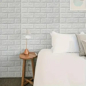48 Pcs 3D Foam Brick Self-Adhesive Decorative Wall Stickers, Vintage Industrial Style, Waterproof Moisture Resistant, Easy Peel & Stick Decor