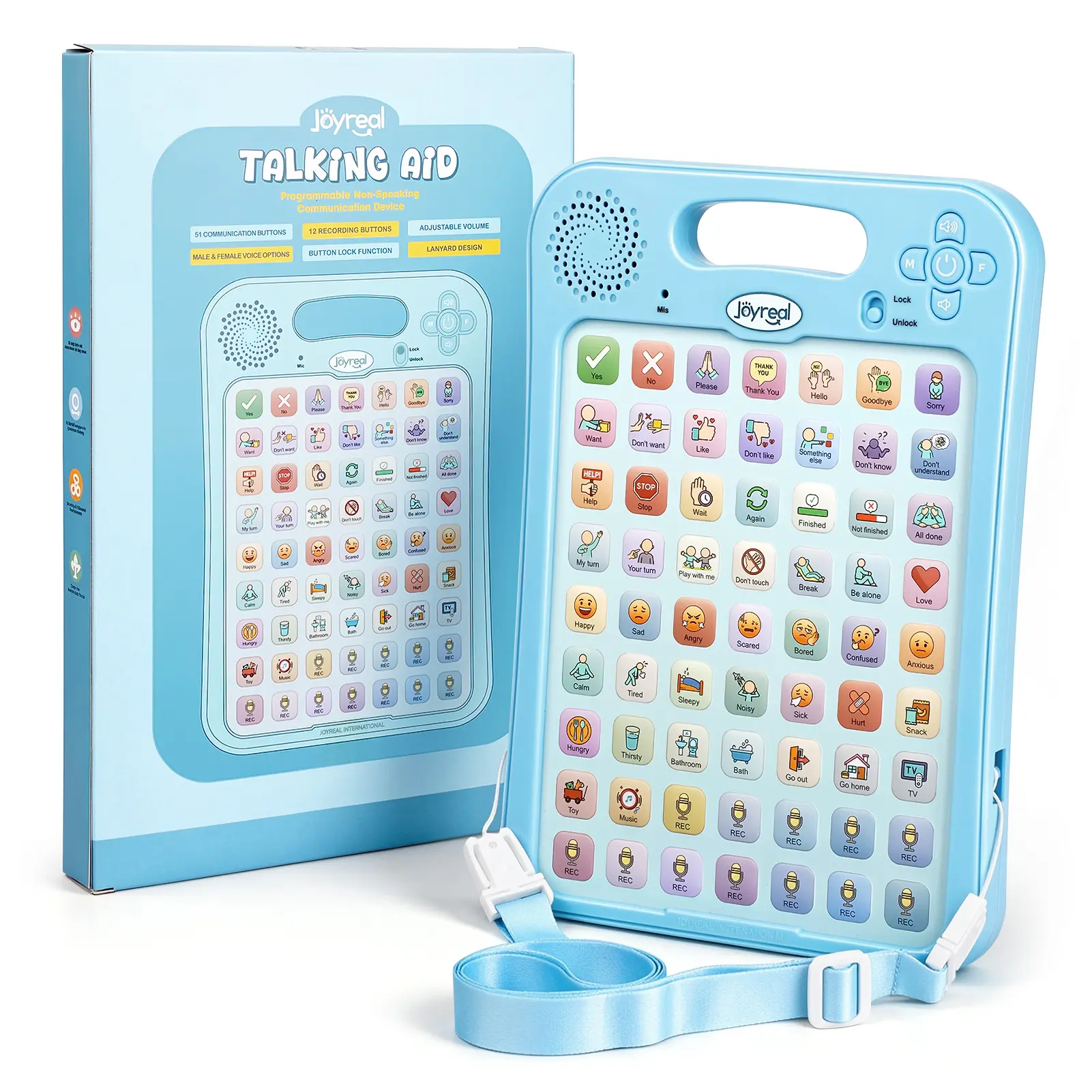 Joyreal EasyPress 63-Button AAC Communication Device, 51 Talking Buttons & 12 Programmable Buttons, Oral Language Learning Tools, Christmas Gift