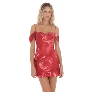 Rose Off Shoulder Dress in Red