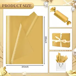Gold Tissue Paper for Gift Bags - 30 Sheets of Gold Wrapping Tissue Paper Bulk Packaging Paper for Weddings Birthday DIY Project Christmas Gift Wrapping Crafts Decor (14 x 20 Inch)