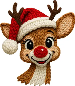 DTF Transfer Yarn Deer Multi Sizes Diy Material Handmade Crafts Durable Hand Woven Full Color Print for Hoodies Tees Hats Tote Bags Kids Apparel