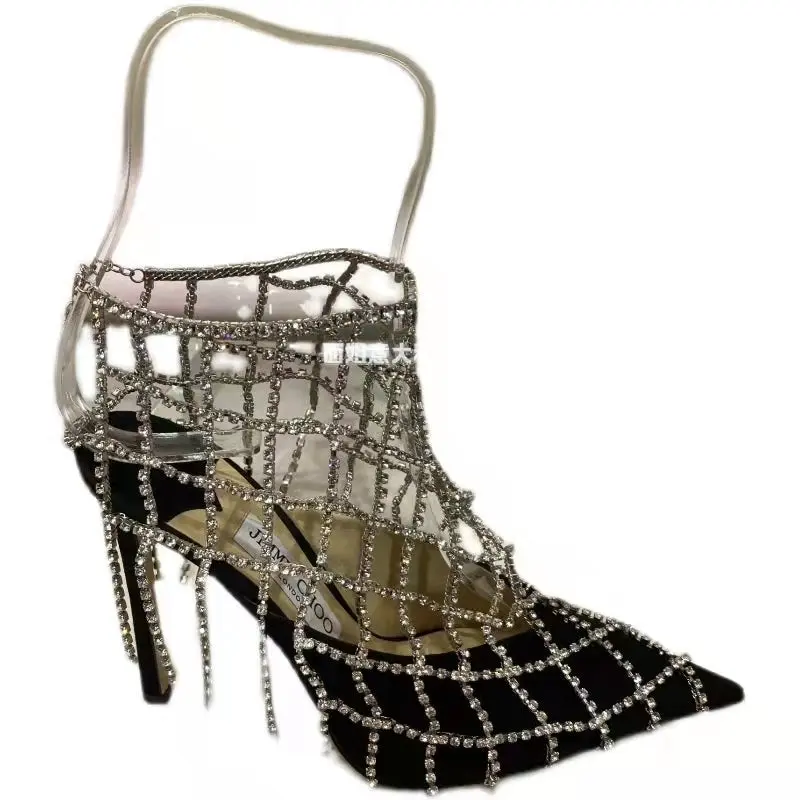Pedal's Rhinestone Mesh Pointed Toe Heels