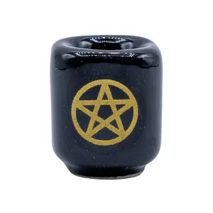Black Pentacle Ceramic Chime Candle Holder