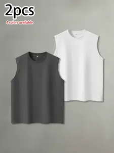 Available in multi-pack options; summer men’s casual minimalist tank top—loose, comfortable, breathable, skin-friendly, versatile for everyday wear and sports/fitness.summervibes